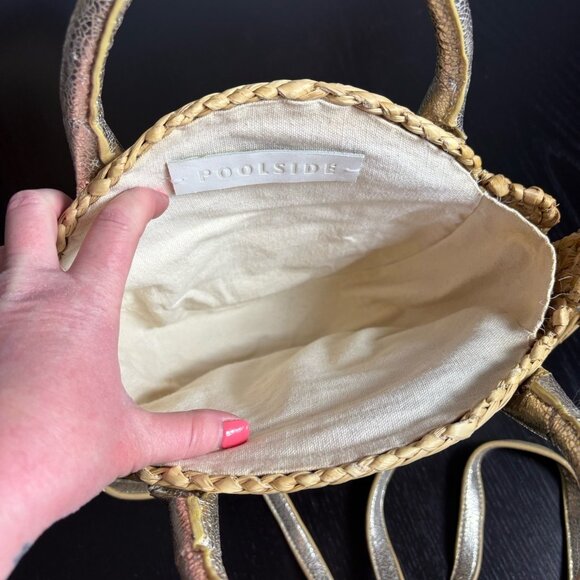 FLAWED, READ -- POOLSIDE Daisy Embroidery Maxine Straw Beach Tote Bag Purse - Picture 10 of 12